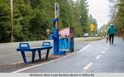 Wishbone West Coast Backless Commercial Bench in Tofino BC